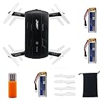 Putars JJRC H37 Mini Elfie Pocket Selfie Foldable Drone with Wifi FPV 0.3MP Camera Altitude Hold Mode Quacopter,Include 3PCS 500MAh Battery(Black)