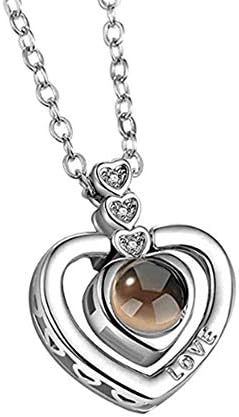 Arilove 100 Languages I Love You Necklace,Micro Carved Projection,Expressions of Love