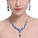 FAYBOX Glamorous Crystal Rhinestone Beading Necklace Earrings Wedding Jewelry Sets Royal Blue