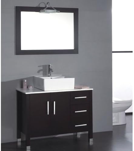 40 Inch Solid Oak &amp; Porcelain Bathroom Vanity Set with Brushed Nickel Faucet- "Taney"