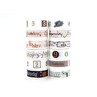 Yummy Bun 12 Rolls Daily Planner Washi Tape Set, Date, Number, Month, Week washi Masking Tape for Junk Bullet Journal, travler Notebook, Calendar