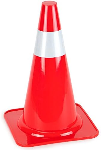 15" High Hat Cones in Fluorescent Orange with Reflective Sleeve for Indoor/Outdoor Traffic Work Area Safety Marker & Agility Sport Training by Bolthead Industrial (Single)