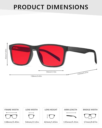 Rimerakea Anti Blue Light Glassesfor Men Women Red Sleeping Glasses Anti-Glare UV Protection for Phones Computers TV Screens Before Bed