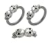 Pair of double 2 skull skeleton Hypoallergenic 316L Stainless Steel Surgical Steel Captive bead Ring lip, belly, nipple, cartilage, tragus, earring body Jewelry piercing hoop - 14 gauge, 3/8" (10mm) 14g