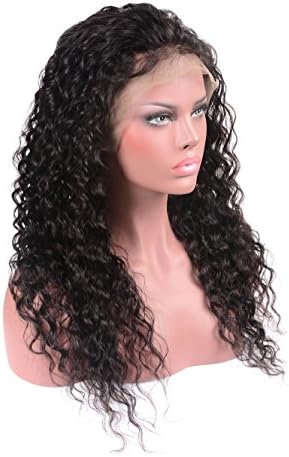 Luduna Brazilian Water Wave Lace Frontal Wigs 130% Density 8a 100% Unprocessed Human Hair Wig for Black/White Women (20", Natural Color)