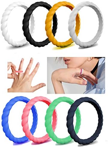 CAMPSNAIL Silicone Rings Wedding Bands for Men & Women - Skin Safe, Comfortable, Non-Toxic, Fashion, Colorful - 3mm & 5.7mm & 8.7mm Wide