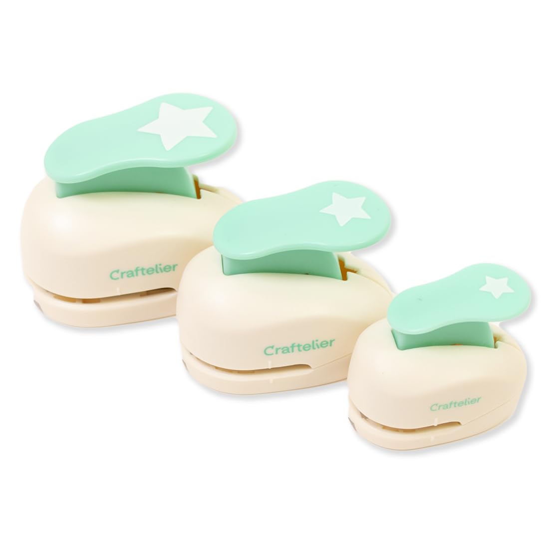 Craftelier - Pack of 3 Snap-On Lever Star Punch | Sizes 3/8" + 5/8" + 1" | Suitable for Paper and Cardstock | Ideal for Card Making, Crafting and Scrapbooking Projects
