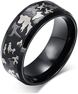 8MM Three color laser camouflage Men's Tungsten Beveled Ring Wedding Band (11)