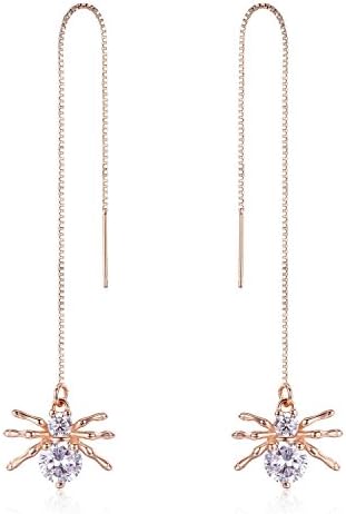 14k Gold Sterling Silver Tassel Threader Dangle Drop Earrings Nickel Free Hypoallergenic Ear hook (Rose Gold)