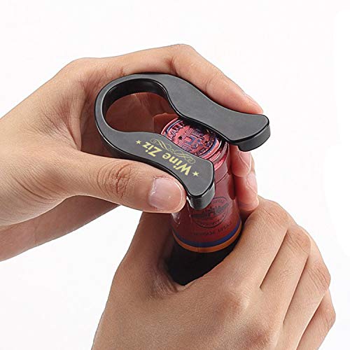 Wine Ziz Black Small Wing Corkscrew Bottle Opener with Bonus Foil Cutter | Sturdy Metal Cork Screw | Built-In Beer Cap Opener Accessories | Best Housewarming Kitchen Gift for Women and Men - Thumbnail 3