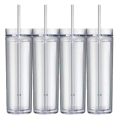 Skinny Acrylic Tumbler Double Wall 16 Oz - Clear - //medicalbooks.filipinodoctors.org