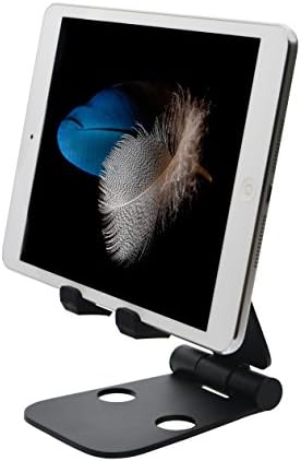 Foldable Aluminum Stand, Playstand for Nintendo Switch, Multi Angle Tablets Video Game Holder Dock for iPhone 7 6 Plus 5 5c, iPad, Samsung, Charging Cradle Universal for All Cell Phone 4-10" - Black