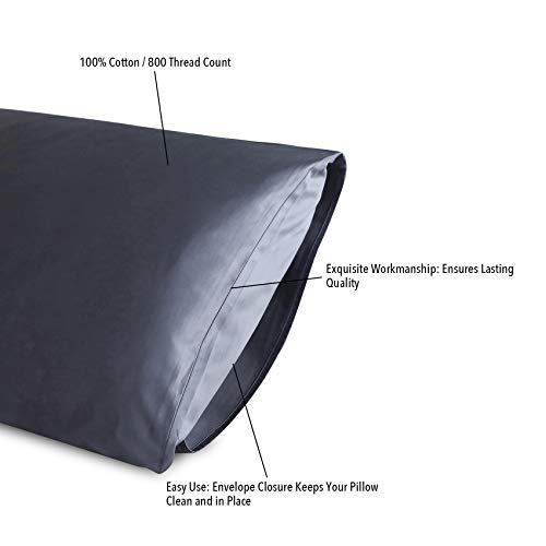 MoMA Premium Body Pillow Cover (100 Percent Cotton, 800 Thread Count) - XL High Thread Count Body Pillowcase - Luxury 21 x 54 Body Pillow Case - Grey Long Body Pillow Cover - Long Pillow Case - Thumbnail 3