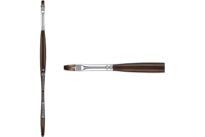 Borciani e Bonazzi Unico Synthetic Mongoose Artist Paint Brush - Series 801 Flat - Size #6 - Watercolors, Oil & Acrylic Paint - Handcrafted in Italy, Anti-Roll Design, Ergonomic Medium Handle