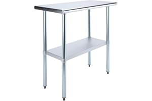 Express KitchQuip NSF Certified Heavy Duty Stainless Steel Prep Table for Home & Commercial Use with Galvanized Shelf, Legs, & Optional Wheels