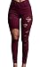 Pxmoda Womens High Waist Skinny Ripped Jeans Stretch Distressed Denim Pants (S, Wine Red)