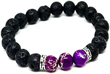 Diffuser Bracelet w/7 Chakra Lava Stones-Mens Womens Genuine Yoga Bracelet For Healing, Aromatherapy, Meditation, Natural, Essential Oils, Self Confidence, Love FREE AROMATHERAPY BOOK (Purp)