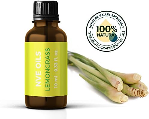 Pure Lemongrass Essential Oil By NVE Oils-Guaranteed 100% Pure & Natural For Diffuser, Aromatherapy, Headache, Pain, Meditation, Stress, Anxiety, Sleep, Cosmetics, Soaps, Candles, Skin Care, etc.
