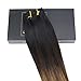 Sunny Ombre Clip in Hair Extensions Ombre Clip Hair Extensions Human Hair Natural Black Ombre Dark Brown Mix Caramel Brown Hair Extensions Clip in Human Hair Ombre Hair Extensions 100g 7pcs 14inch