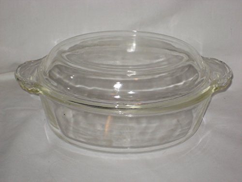 Vintage Fire-King Clear Glass 1 1/2 Quart Oval Casserole w/ Lid USA