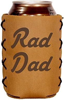 Oowee Genuine Leather Can Holder Sleeve | Fits 12 to 16 Ounce Cans, Great for Soda, Beer and Seltzer | Great Gift for Men and Women, Made in the USA - Rad Dad