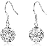 SLUYNZ 925 Sterling Silver Rhinestone Drop Earrings for Women Teen Girls Shiny CZ Ball Dangle Earrings