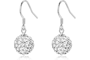 SLUYNZ 925 Sterling Silver Rhinestone Drop Earrings for Women Teen Girls Shiny CZ Ball Dangle Earrings
