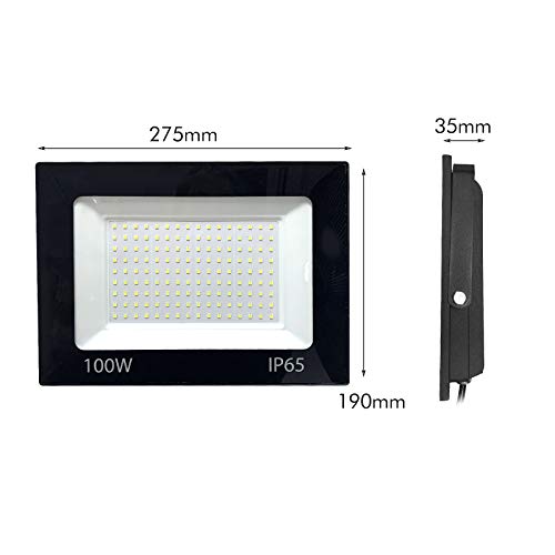 T-SUNUS 100W LED Flood Light, 10000LM Work Light Daylight White 6000K Super Bright Exterior Security Lights Outdoor Floodlights with Plug for Yard, Garden, Garage, Rooftop