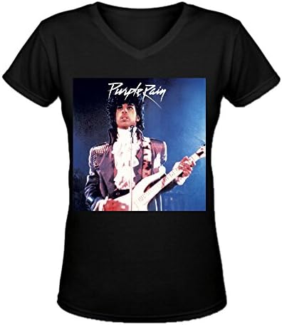 Prince Purple Rain Ep Fashion Women V-Neck Tee Shirts Black