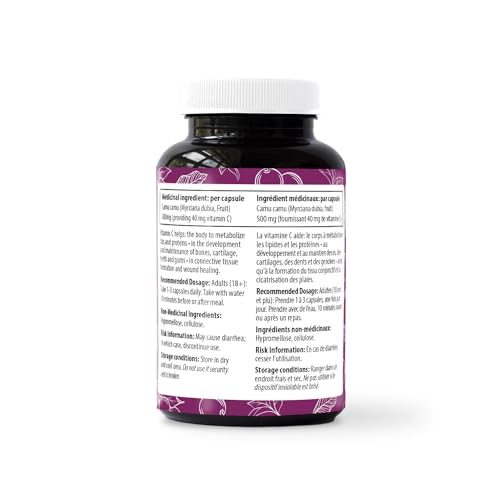 Organic Traditions Camu Camu Capsules, Whole Food Vitamin C From Camu Camu Berry Powder, Plant Based Non GMO Superfruit, Supplement For Daily Wellness, Natural Source Of Antioxidants, 90 Capsules
