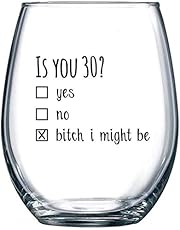 1990 30th Birthday Gift for Women and Men Wine Glass - Funny Is You 30 Gift Idea for Mom Dad Husband Wife – 30 Year Old Party Supplies Decorations for Him, Her - 15oz