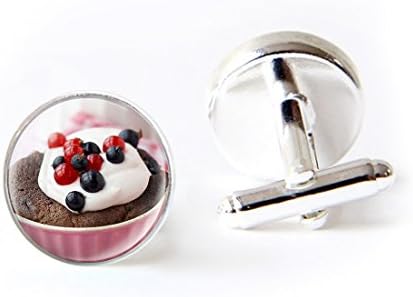 Glass Shirt Cufflinks Jewelry Grape Pastry Cupcake Glass Cabochon Dome Cuff Link for Men Women