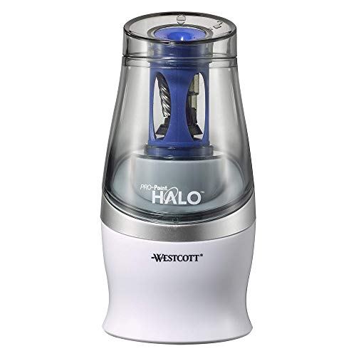 Westcott PRO-Point CarboTitanium Halo Battery Pencil Sharpener, White