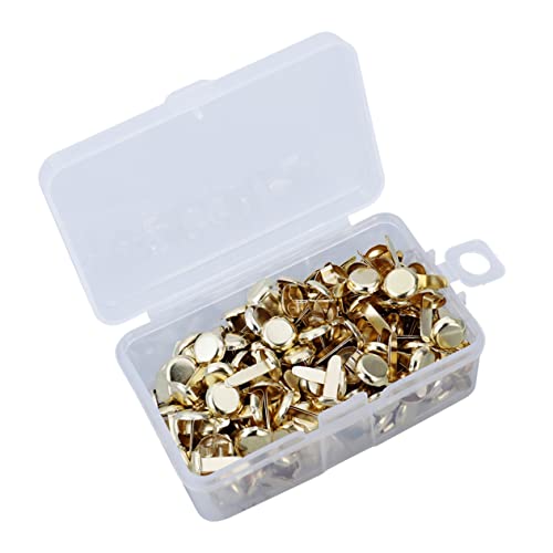 Gadpiparty 200PCS Electroplating Round Metal Brads DIY Paper Fasteners for Crafts and Scrapbooking Gold Color for Office and Home Use