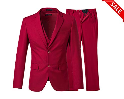 Yanlu Men's 3 Piece Slim Fit Suits Two Buttons Wedding Prom Suit Blazer