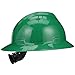 MSA 475370 V-Gard Full-Brim Hard Hat With Fas-Trac III Ratchet Suspension | Polyethylene Shell, Superior Impact Protection, Self Adjusting Crown-Straps - Standard Size in Green