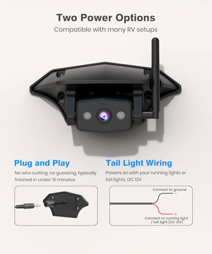 AUTO-VOX Wireless RV Backup Camera, 30Min Plug and Play Setup, Smooth Live View Even Past 60ft, 7.2" 1080P DVR Monitor, Super IR Night Vision Back up Camera Works with Pre-Wired RV, 5th Wheel, Trailer