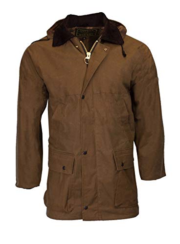 Walker & Hawkes - Mens Unpadded Wax Jacket Countrywear Hunting Waxed Coat - Beige - Large - Thumbnail 6