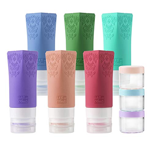 Cosmetic Travel Containers, Leakproof Silicone Travel Bottles Set, TSA