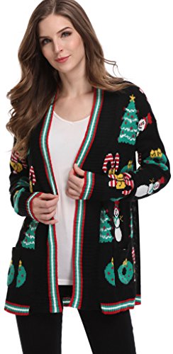 For G and PL Xmas Women Knits Santa Cosplay Pullover Ugly Christmas Longsleeve Winter Loose Sweatshirt Cardigan Sweater Black S