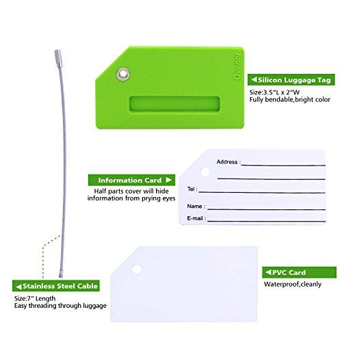 Silicone Luggage Tag With Name ID Card Perfect to Quickly Spot Luggage Suitcase (Plane 5Pcs Green)