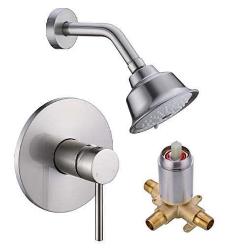 HANEBATH Shower Faucet Set with Pressure Balance Roughin Valve, Brushed Nickel Shower Trim Kit