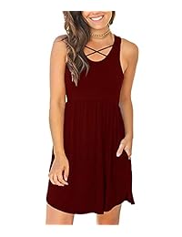 INFITTY - Vestido sin mangas para mujer con bolsillos, estilo casual