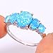 CiNily Blue Fire Opal Silver Plated Women Jewelry Gemstone Ring Size 6