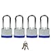 SEPOX 40mm Keyed Alike Padlock 4 Pack Laminated Steel Keyed Padlocks with Long Shackle, 1-9/16