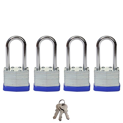 SEPOX 40mm Keyed Alike Laminated Steel Padlock with Long Shackle, 1-9/16" Wide Body Pack of 4