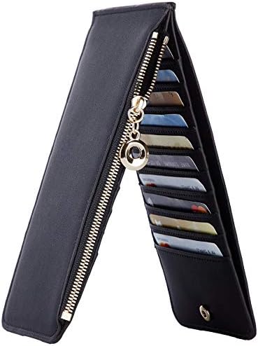 NapaWalli Womens RFID Blocking Genuine Leather Multi Card Organizer Wallet with Zipper Pocket