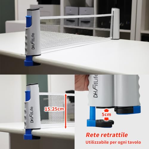 DH FitLife Table Tennis Set for 2 Players, Mobile Network, 3 Balls, 2 Rackets, Storage Bag, for Every Table