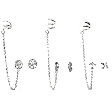 Lux Accessories Burnish Silvertone Boho Ear Cuff Multi Earring Set (3PC)