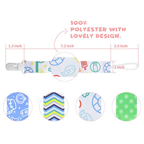 Pacifier Clip for Boys and Girls 8 Pack Plastic Teething Clips Modern Designs Universal Holder for Pacifiers Teething Toy and Soothie by ANOOPSYCHE